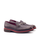 DapperFam Luciano in Burgundy / Red / Dark Brown Men's Italian Patent & Pebble Grain Leather Loafer in Burgundy / Red / Dark Brown