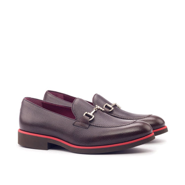 DapperFam Luciano in Burgundy / Red / Dark Brown Men's Italian Patent & Pebble Grain Leather Loafer in Burgundy / Red / Dark Brown #color_ Burgundy / Red / Dark Brown