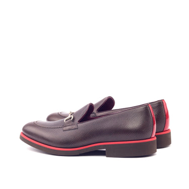 DapperFam Luciano in Burgundy / Red / Dark Brown Men's Italian Patent & Pebble Grain Leather Loafer in #color_