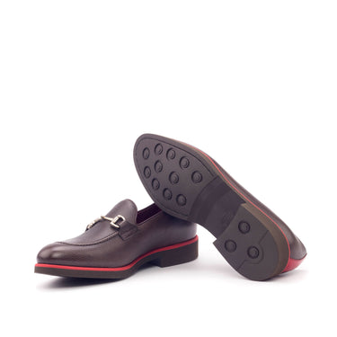 DapperFam Luciano in Burgundy / Red / Dark Brown Men's Italian Patent & Pebble Grain Leather Loafer in #color_