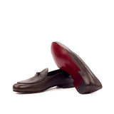 DapperFam Marcello in Brown / Dark Brown Men's Italian Pebble Grain Leather Belgian Slipper