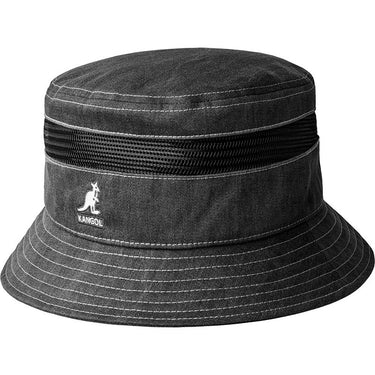 Kangol Distressed Bucket Cotton Mesh Bucket Hat in Black