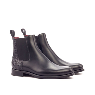 DapperFam Lucca in Black Women's Italian Leather Chelsea Boot in Black B - Standard width fit