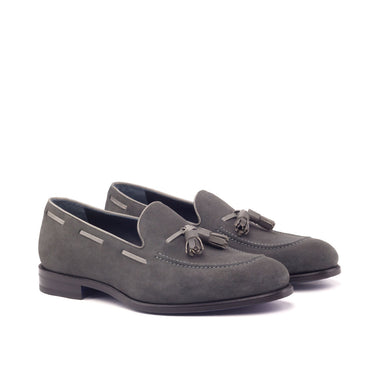 DapperFam Luciano in Grey Men's Lux Suede & Italian Leather Loafer in Grey