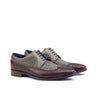 DapperFam Zephyr in Dark Brown / Herringbone / Grey Men's Sartorial & Italian Leather Longwing Blucher in Dark Brown / Herringbone / Grey