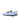 DapperFam Marcello in Blue / Ice / Navy Men's Linen & Italian Leather Belgian Slipper