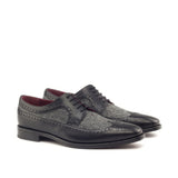 DapperFam Zephyr in Herringbone / Black Men's Sartorial & Italian Leather Longwing Blucher