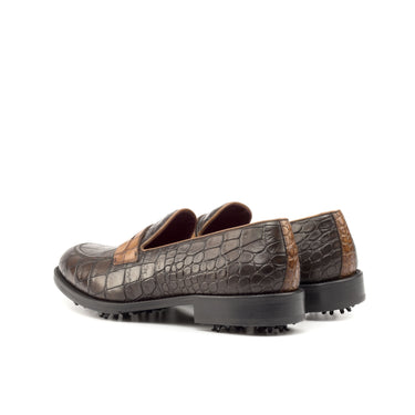 DapperFam Luciano Golf in Dark Brown / Med Brown Men's Italian Leather Loafer in #color_