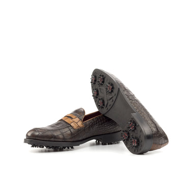 DapperFam Luciano Golf in Dark Brown / Med Brown Men's Italian Leather Loafer in
