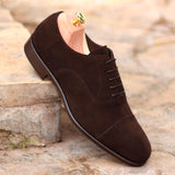 DapperFam Rafael in Dark Brown Men's Lux Suede Oxford in Dark Brown