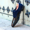 DapperFam Rafael in Navy / Black Men's Lux Suede & Italian Patent Leather Oxford in Navy / Black