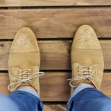 DapperFam Vero in Sand Men's Lux Suede Derby