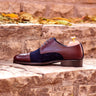DapperFam Vero in Burgundy / Navy Men's Italian Leather & Italian Suede Derby in Burgundy / Navy