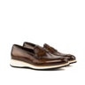 DapperFam Luciano in Brown Men's Hand-Painted Patina Loafer in Brown #color_ Brown