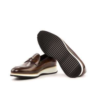 DapperFam Luciano in Brown Men's Hand-Painted Patina Loafer in