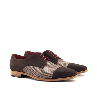 DapperFam Vero in Tweed / Green / Dark Brown Men's Sartorial & Flannel & Lux Suede Derby in Tweed / Green / Dark Brown