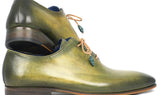 Paul Parkman Men's Hand-Painted Wholecut Leather Oxfords in Antique Green