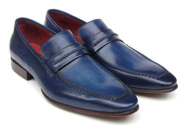 Paul Parkman Men's Hand-Painted Leather Loafers in Navy