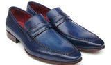 Paul Parkman Men's Hand-Painted Leather Loafers in Navy