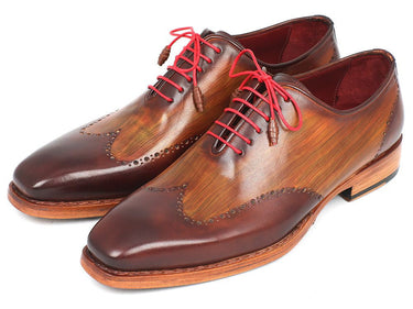 Paul Parkman Men's Goodyear Welted Wingtip Oxfords in Brown & Camel