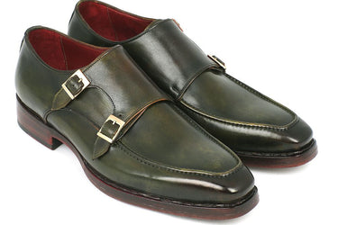 Paul Parkman Men's Goodyear Welted Double Monkstraps in Green