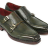 Paul Parkman Men's Goodyear Welted Double Monkstraps in Green in #color_