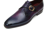 Paul Parkman Men's Leather Single Monkstraps in Purple