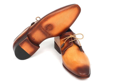 Paul Parkman Men's Hand-Painted Leather Derby Shoes in Brown & Camel