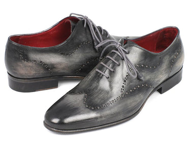 Paul Parkman Men's Hand-Painted Leather Wingtip Oxfords in Gray & Black