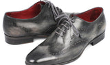 Paul Parkman Men's Hand-Painted Leather Wingtip Oxfords in Gray & Black