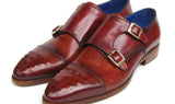 Paul Parkman Men's Leather Double Monkstraps in Burgundy