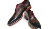 Paul Parkman Men's Hand-Painted Leather Wingtip Oxfords in Navy, Red & Black