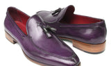Paul Parkman Men's Hand-Painted Leather Tassel Loafers in Purple