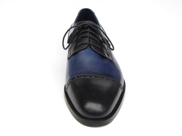 Paul Parkman Men's Hand-Painted Leather Derby Shoes in Parliament Blue & Navy