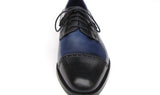 Paul Parkman Men's Hand-Painted Leather Derby Shoes in Parliament Blue & Navy