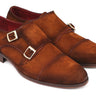 Paul Parkman Men's Suede Captoe Double Monkstraps in Camel in #color_