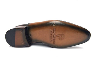 Paul Parkman Men's Hand-Painted Medallion Toe Leather Oxfords in Green & Purple