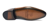 Paul Parkman Men's Hand-Painted Medallion Toe Leather Oxfords in Green & Purple