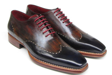 Paul Parkman Men's Hand-Painted Leather Wingtip Oxfords in Navy, Red & Black