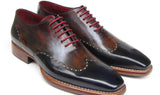 Paul Parkman Men's Hand-Painted Leather Wingtip Oxfords in Navy, Red & Black