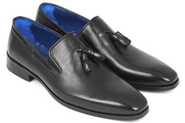 Paul Parkman Men's Leather Tassel Loafers in Black