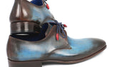 Paul Parkman Men's Hand-Painted Leather Derby Shoes in Blue & Brown