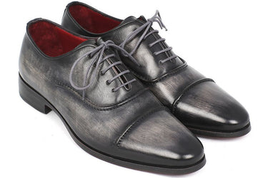 Paul Parkman Men's Hand-Painted Captoe Leather Oxfords in Gray & Black