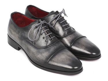 Paul Parkman Men's Hand-Painted Captoe Leather Oxfords in Gray & Black