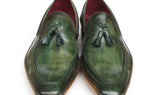 Paul Parkman Men's Hand-Painted Side Sewn Tassel Loafers in Green