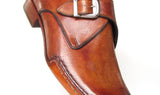 Paul Parkman Men's Side Handsewn Monkstrap Shoes in Tobacco