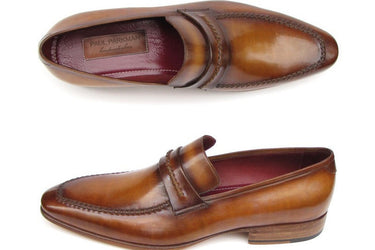 Paul Parkman Men's Handmade Leather Loafers in Brown