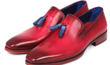 Paul Parkman Men's Leather Tassel Loafers in Burgundy