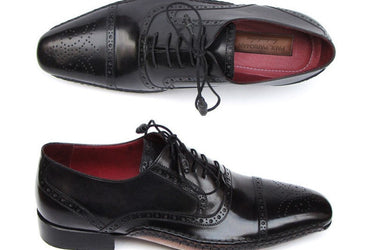 Paul Parkman Men's Handsewn Captoe Oxfords in Black
