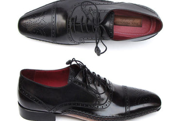 Paul Parkman Men's Handsewn Captoe Oxfords in Black